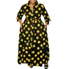 캐주얼 드레스 GPBD 2023 여자 거리 스타일 긴 드레스 슬리브 라펠 싱글 가슴 포켓 바닥 길이 셔츠
