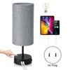 Table Lamps Lamp With USB Port Touch Control 3 Way Dimmable Nightstand Fabric Shade For Bedroom Living Room Office US Plug