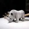 Plush Dolls Interesting Rhino Plush Doll Cartoon Rhino Doll Vivid Gift Giving Gray Rhinoceros Stuffed Toy 230504