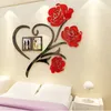 Fonds d'écran 3 tailles multi-pièces motif de fleur de rose 3D décoration acrylique autocollant mural bricolage affiche murale cadre photo maison chambre murstick 230505