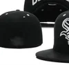 2023 Męskie baseball pełne zamknięte czapki Summer granatowy liter kość mężczyzn Kobiety czarny kolor wszystkie 32 drużyny swobodne sportowe czapki „Sox” „Chicago Mix Colours A2