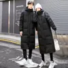 Gabardina para mujer, invierno 2023, moda coreana, chaqueta femenina, sección larga, abrigo acolchado con cuello de piel grande por encima de la rodilla
