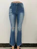 Jeans da donna 2023 Broken Hole Designer di lusso da donna Street Hip Hop Style Denim Pantaloni lunghi Bottoni Colore puro