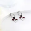 Boucles d'oreilles créoles en acier inoxydable pour femmes, couleur or, pendentif champignon rouge, bijoux de qualité, rond, cadeau de fête