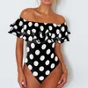 Arrival Retro Dots Flounced Swimsuits One Piece Womens Large Size Fat Woman Swimsuit