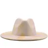 Geniş Memlu Şapkalar Kravat Boyalı Özel Stil Fedora Panama Hat Renkli Yün Caz Erkekler Kadınlar Hisset Hissedilmiş Elob22