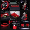 Upgrade Rode Bling Auto-accessoires Voor Vrouwen Interieur Leuke Set Meisjes Tissue Box Telefoonhouder Stuurhoes Diamond Auto Part decor