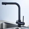 Kitchen Faucets Water Purifier Faucet Black Single Hole Mixed Circular Copper Tap Hardware Parts