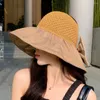 Chapeaux à large bord chapeau seau lavable femmes tricot vide dôme couleur correspondant été voyage pêche Costume accessoires