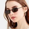 Sunglasses 2023 Square Women Alloy Metal Small Frame Clear Double Bridge Men Sun Glasses Vintage Chic Female Shades Red Yellow