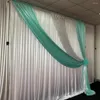 Party Decoratie 2023 Aankomst 3m HX 3MW Wit Gordijn met watergroen zilveren pailletten draperen bruiloft achtergrond