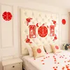Wallpapers Chinese Wedding Red Wall Stickers Non-Woven Fabric Door stickers Bedroom Living Room Decoration Home Decor 230505