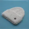 Berretti 2023 Angora Vera Pelliccia Calda Beanie Bi-fold Colore Solido Moda Cappello Teschio Autunno E Inverno Elastico Lavorato A Maglia