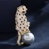 Brooches Zlxgirl Leopard Animal Of Men Jewelry Perfect Cubic Zircon Brooch And Pendant Imitation Pearl Hijab Pins