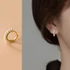 Hoop Earrings Silver Simple Pearl Charm Huggies For Women French Gold Plated Piercing Jewelry Ear Buckles Wholesale