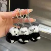 10st/mycket söta riktiga äkta mink päls panda björn väska charm nyckelchain handväska biltelefon hänge barn leksaker