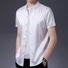 Herren Freizeithemden Herren Seidenhemd Sommermode Gestreifte Seidenkleidung Kurzarm Herren Casual Büro Satin Seidenhemden 230505