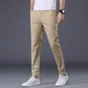 Мужские брюки летние повседневные мужчины 98%хлопок твердый цвет бизнес -мода Slim Slim Fit Slear
