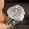 Klusterringar 18K AU750 Vittguldkvinnor Ring Moissanite Diamonds 1 2 3 4 5 Heart Lap Luxury Wedding Party Engagement Anniversary