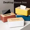 Tissue Boxes Napkins 1pcs Tissue Box Holder Household Wooden Cover Paper Container Napkin Storage Case Phone Bracket Slot Design for Living Room Z0505