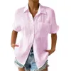Kvinnors blusar Kvinnor Summer Solid Color Lose Long Cotton Eugelet Tops For Women Oversize Denim Shirt Shirts Leggings