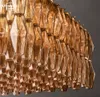 キアラ長方形のシャンデリアレトロスモークガラスハンギングランプダイニングルーム用光沢リビングルームベッドルームペンダントライト