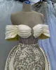 Elegante zeemeermin prom jurken van de schouderaanvragers kralen op tule satijnen plooien Court jurk op maat gemaakte plus size feestjurk Vestido de noite