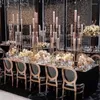 パーティーの装飾ゴールド 8 アーム金属クラスター燭台ホルダー背の高い大型ガラスキャンドルアレンジメント燭台結婚式のシャワーテーブルセンターピース