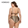 Двухместные костюмы Homgao Женщины Большой размер купальник с двумя частями набор бикини сексуально V-образные купальные костюмы для купальника Maillot de Bain Femme XL-4XL 230505