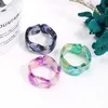 Colorful Resin Acrylic Rings Women Transparent Round Square Rings Vintage Geometric Acetate Finger Ring Trendy Jewelry Gifts