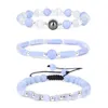 STRAND 3PCS/SET NATUURLIJKE AGATES STRAAK VOOR DRAME MANNEN HEALENDE STONE kralen Blue Lace Bangles vrouwelijke sieraden yoga