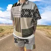 Męskie dresy luksusowe koszulę polo set Summer Vintage Tracksuit swobodny stylowy strój mężczyzna 2PC Suit Hawaii Style odzież Streetwear 230504