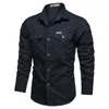 Casual shirts voor heren mannen met lange mouwen met lange mouwen leger tactische militaire gevechten mannelijke vracht katoen slank fit ademende sport tops