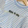 女性ファッションデザイナーTシャツブルーストライプティートップ445＃