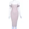 Lässige Kleider Schulterfrei Slash Neck Damenkleid Sommer Bandage Trägerlos Dünne Frau Outfits Solide Promi Abend Party Sexi