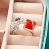 Cluster Rings Cellacity 925 Sterling Silver Ring for Charm Lady With Blue Red Sugar Gemstone Female Dating Party Fine Jewerly Gift