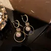 Brincos de argolas temperamento de luxo pendente feminino imitação pérola moda de pavimento francês jóias de festa 2023