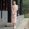 Ethnic Clothing Chinese Style Short Sleeve Chiffon Cheongsam Sexy Traditional Vintage Mandarin Collar Qipao