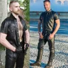 Herren Freizeithemden Herren PU Leder Slim Tops T-Shirts Schwarz Kurzarm Mode Kleidung Clubwear Bühnennacht Kostüme