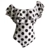 Arrival Retro Dots Flounced Swimsuits One Piece Womens Large Size Fat Woman Swimsuit