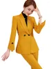 Women's Two Piece Pants Fashion Ladies Blazer And Pant Suit Green Pink White Black Yellow Women Female Jacket Trouser Business Work Wear 2