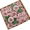 Flores Decorativas D-Seven Flores Artificiales 25/50 Piezas Rosas Falsas de Rubor Shabby con Tallo para Ramos de Boda DIY Centros de Mesa Nupcial