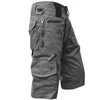 Herren Shorts Sommer Herren Capris locker sitzende Cargo-Shorts mit geradem Schlauch Reine Baumwolle männliche Arbeitsshorts Outdoor Multi-Pocket Short Pants P230505