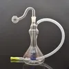 Protable Big Vase Style 10mm female water dab rig bong pipe with Glass oil burner bowl and silicone straw hose