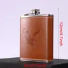 Leather 7oz Pocket Hip Flasks 304 Stainless Steel Portable Wine Bottle Men Mini Alcohol Pocket Flagon Luxury Metal Hip Flasks Approx. 198.4g