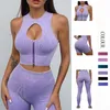 Yoga kläder Summer Gym Set Ribbed Top Women Fitness Shorts Sports Sporty Leggings Push Up Workout Set Yoga Wear Two Piece Outfit 230505