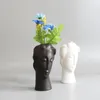 Vasi Ins Minimalista Mini vaso astratto in ceramica Faccia in bianco e nero Decorazione creativa per display Statua Testa tipo nordico