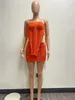 Ny designer Summer Dress Set Women Sexig stropplös tank top och bodycon kjol Två styckesuppsättningar rippade kjol 2st.