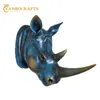 Декоративные предметы статуэтки смола экзотические носороги, голова, украшение белых животных, ремесла для дома El Wall Wanging Art Coremer Dired 230505