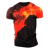 Heren t shirts mode trend coole vurige zomer heren t-shirt strand shorts 3d fire held printing over maat shirt harajuku casual short short short short short